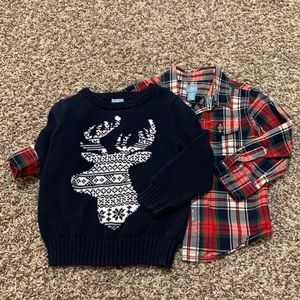 BabyGap holiday shirt and sweater - 2T - VGUC